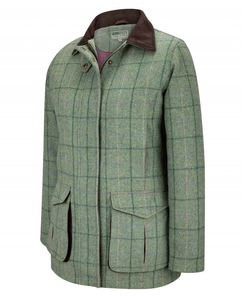 Hoggs of Fife Womens Roslin Technical Tweed Field Coat Green Spring Bracken