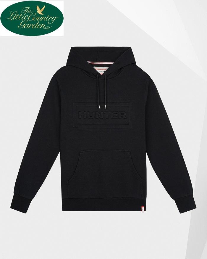 BLACK HOODED JUMPER WITH HUNTER LOGO EMBOSSED ON THE FRONT CENTRE