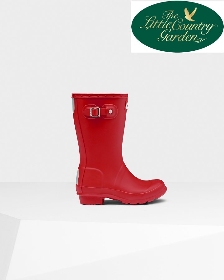 Hunter Kids Original Tall Wellington Boots Military Matt Red Wellies