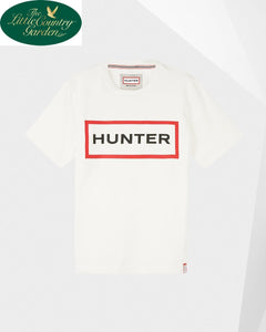 WHITE SHORT SLEEVE T-SHIRT WITH HUNTER LOGO IN THE FRONT CENTRE