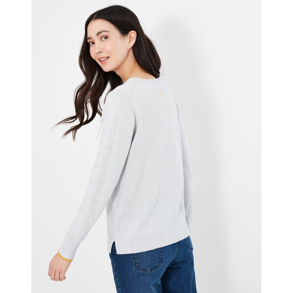 Joules women's Miranda Knitted Intarsia Crew Neck Jumper Grey Marl