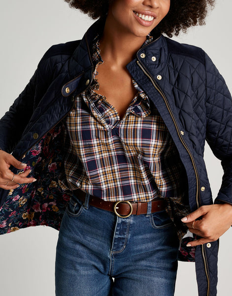 Joules Newdale Quilted Jacket Marine Navy Blue Coat