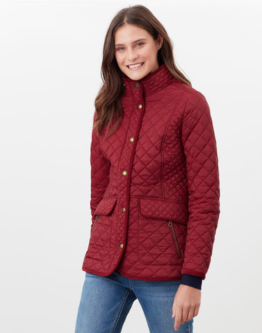 Joules Newdale Womens Quilted Jacket Burgundy Ladies Coat