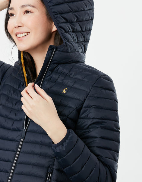 Joules Women's Snug Shower Proof Packable Puffer Jacket Coat Navy