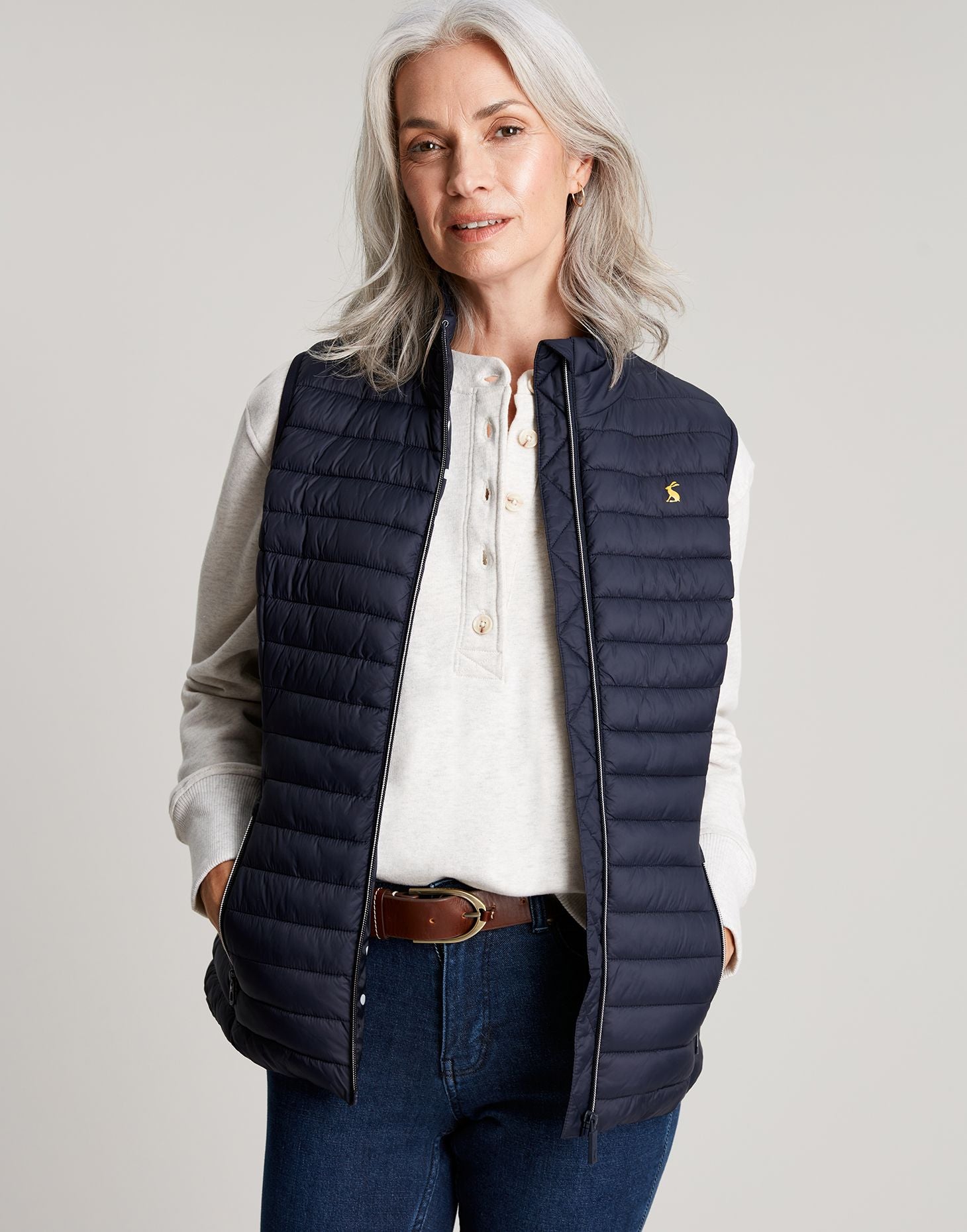 Joules Women's Snug Shower Proof Packable Gilet Navy Waistcoat Vest