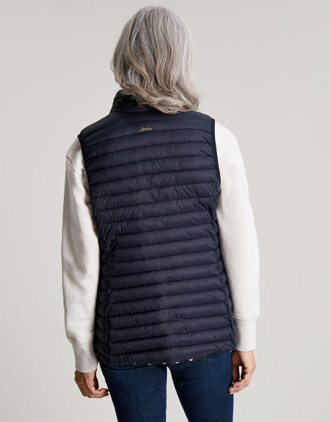 Joules Women's Snug Shower Proof Packable Gilet Navy Waistcoat Vest