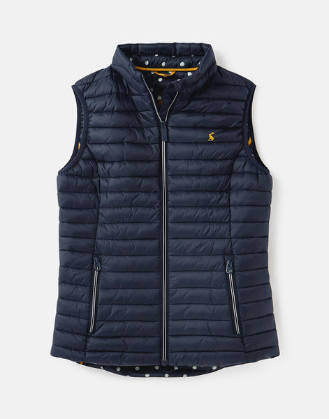 Joules Women's Snug Shower Proof Packable Gilet Navy Waistcoat Vest