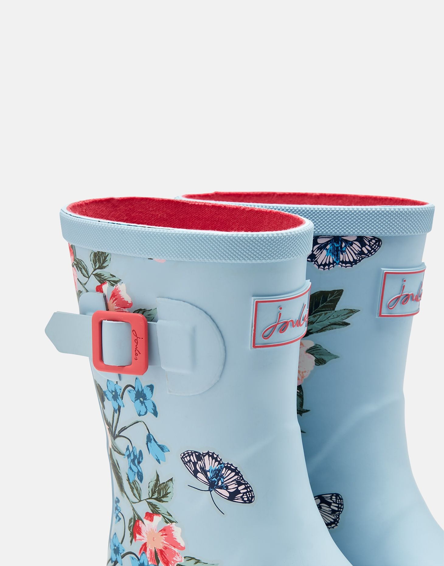 Joules Kid's Printed Blue Floral Tall Height Wellies With Back Gusset