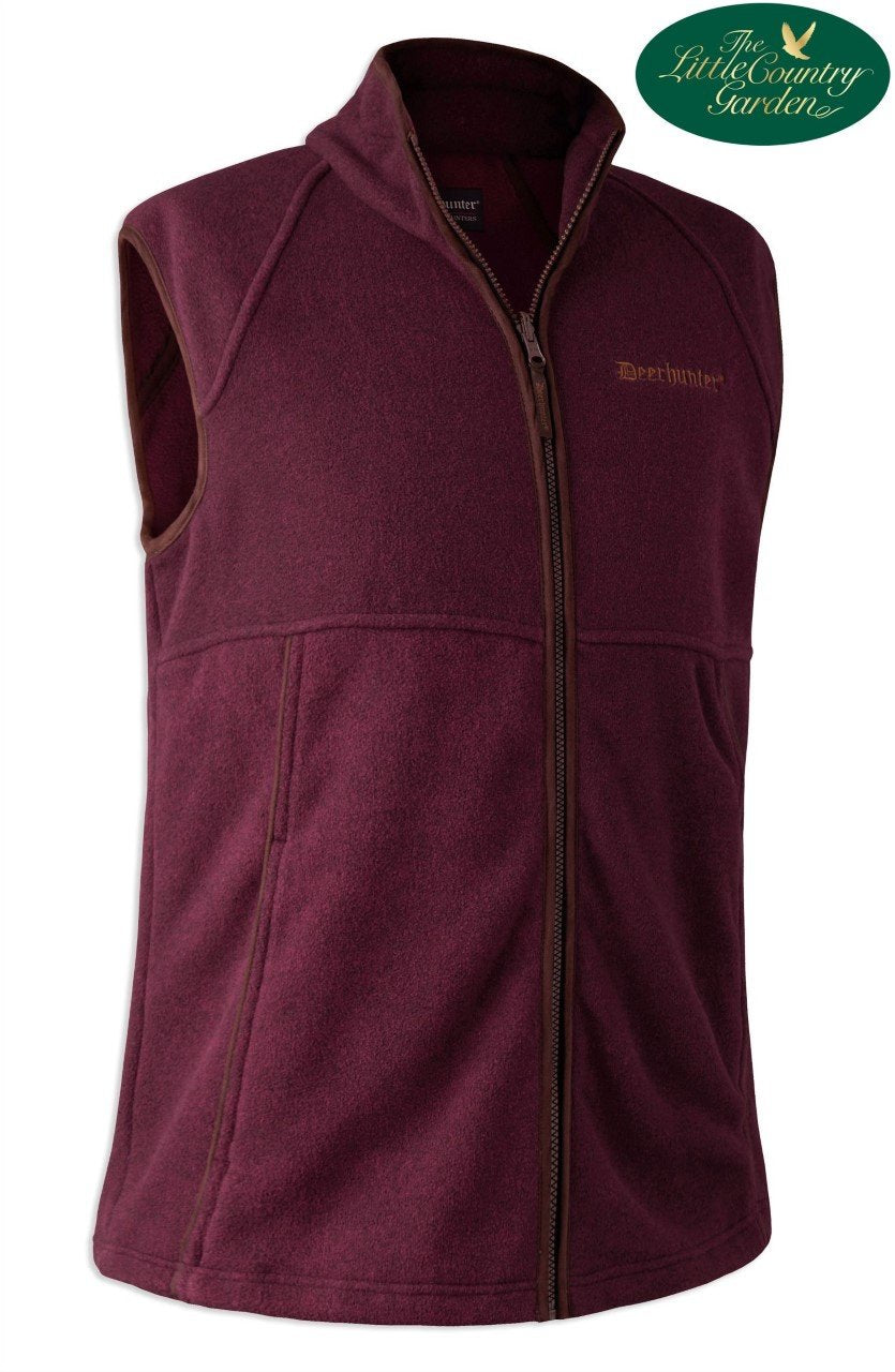 Deerhunter Mens Wingshooter Fleece Waistcoat Gilet Red Burgundy 