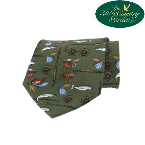 Hoggs of Fife Mens Silk Tie Green Fishing Country Shooting Farming 