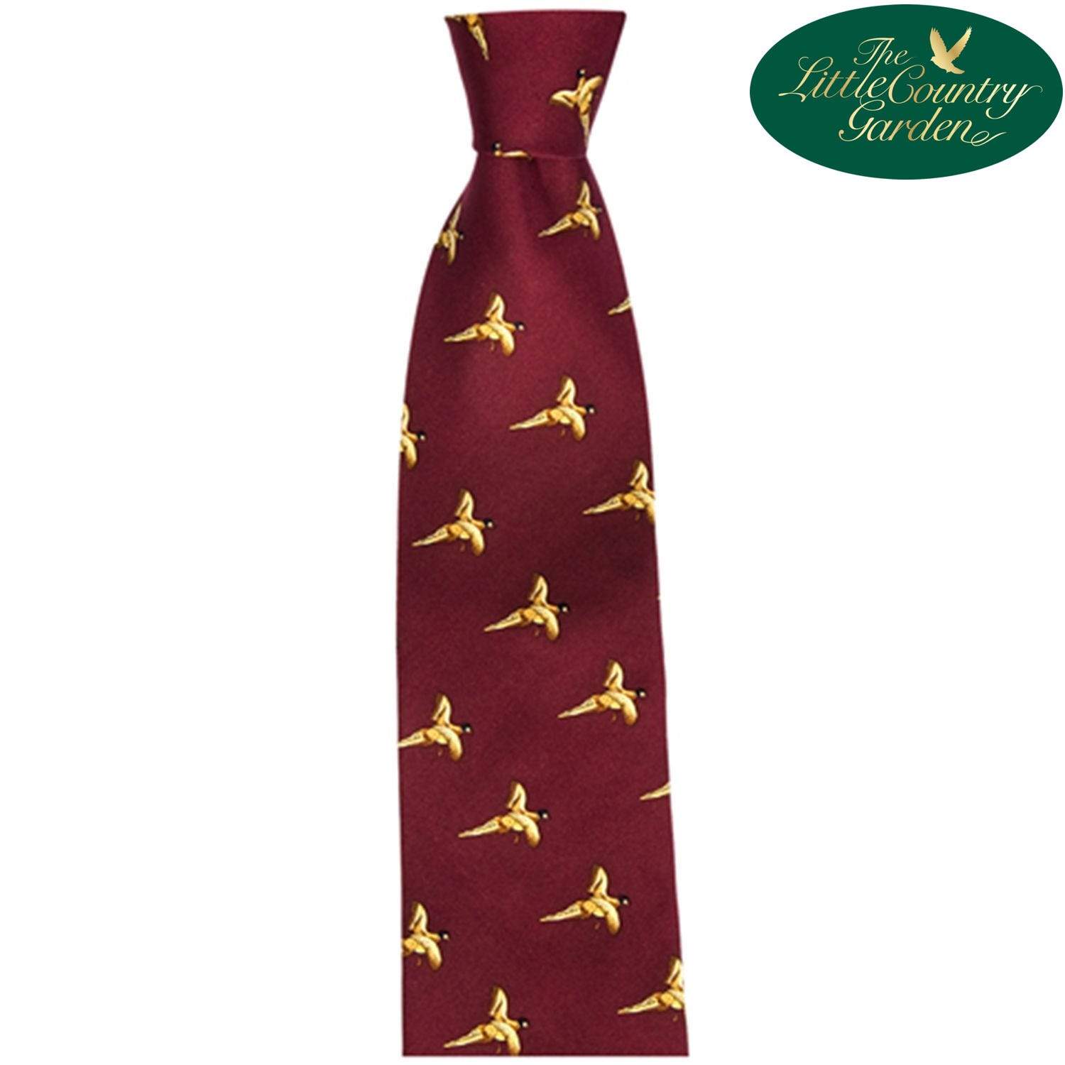 Hoggs of Fife Mens Silk Tie Red Burgundy Pheasants Country Shooting Farming 