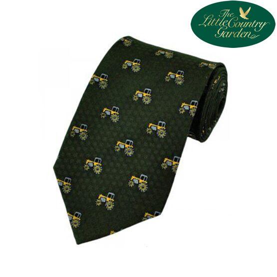 Hoggs of Fife Mens Silk Tie Green Tractors Country Shooting Farming 