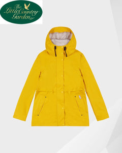 Yellow Rubberised Hunter Bomber Jacket with Hood