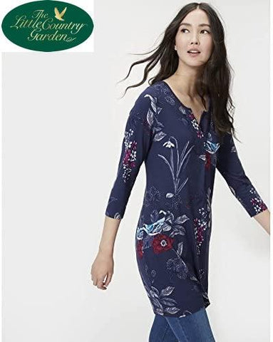 Joules Womens Kimberley Notch Neck Tunic Dress Navy Ladies 