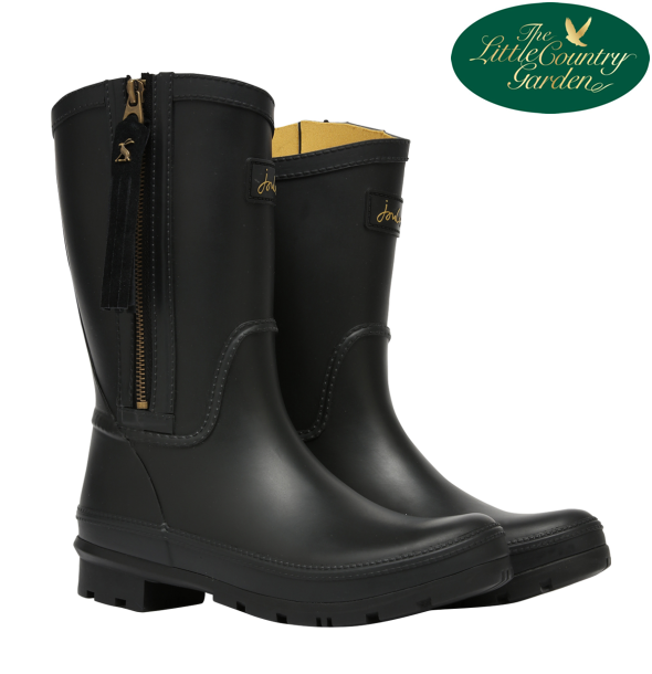 Joules Womens Rosaling Black Mid Height Wellies With Interchangable Tassel Bland And Yellow Ladies Wellington Boots