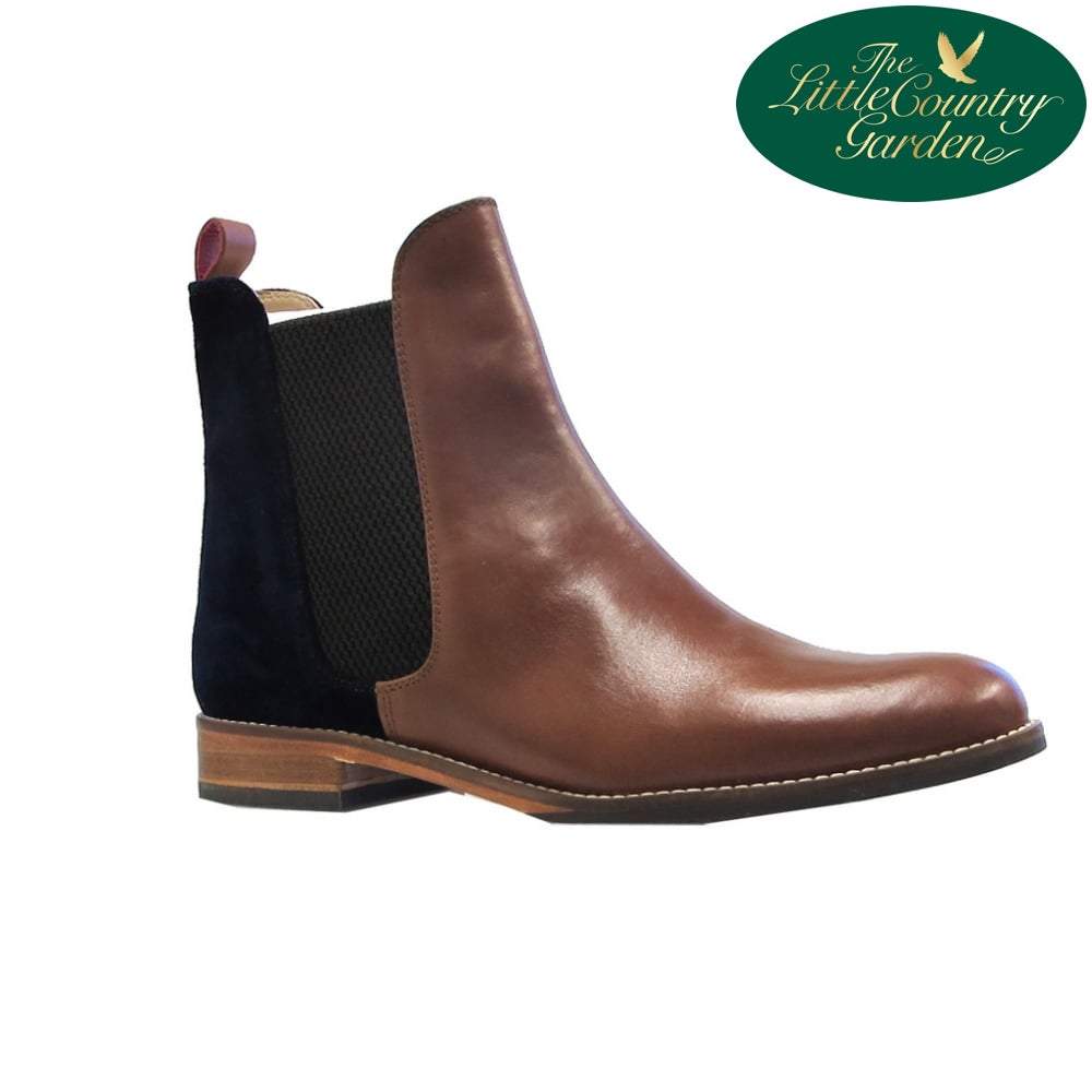 Joules-Womens-Westbourne-Tan-Navy-Leather-Chelsea-Boots-Contract-Velvet