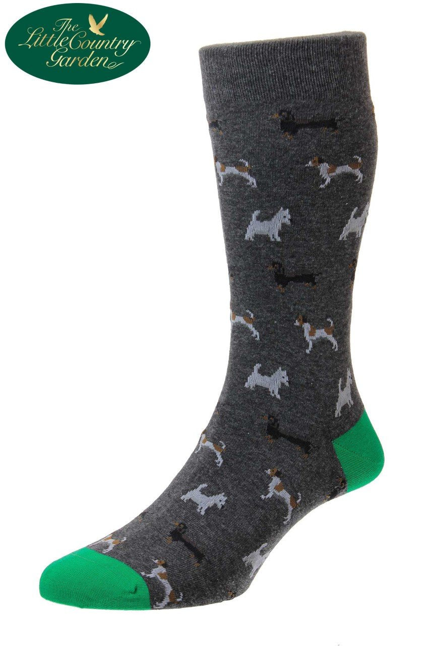 Dark Grey Scott-Nichol Dog Print socks