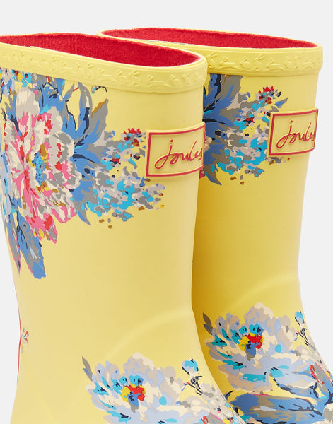 Joules Kid's Roll Up Flexible Printed Wellies Yellow Floral Wellington Boots